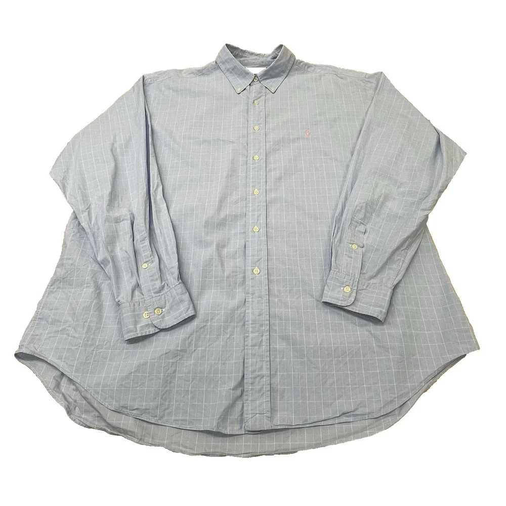 Vintage Ralph Lauren Yarmouth Shirt 17.5 36/37 Lightweight Blue Plaid Career